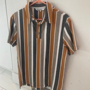 Mr. Turk Tan/Charcoal/Gray Short Sleeve Cotton Wool Polo